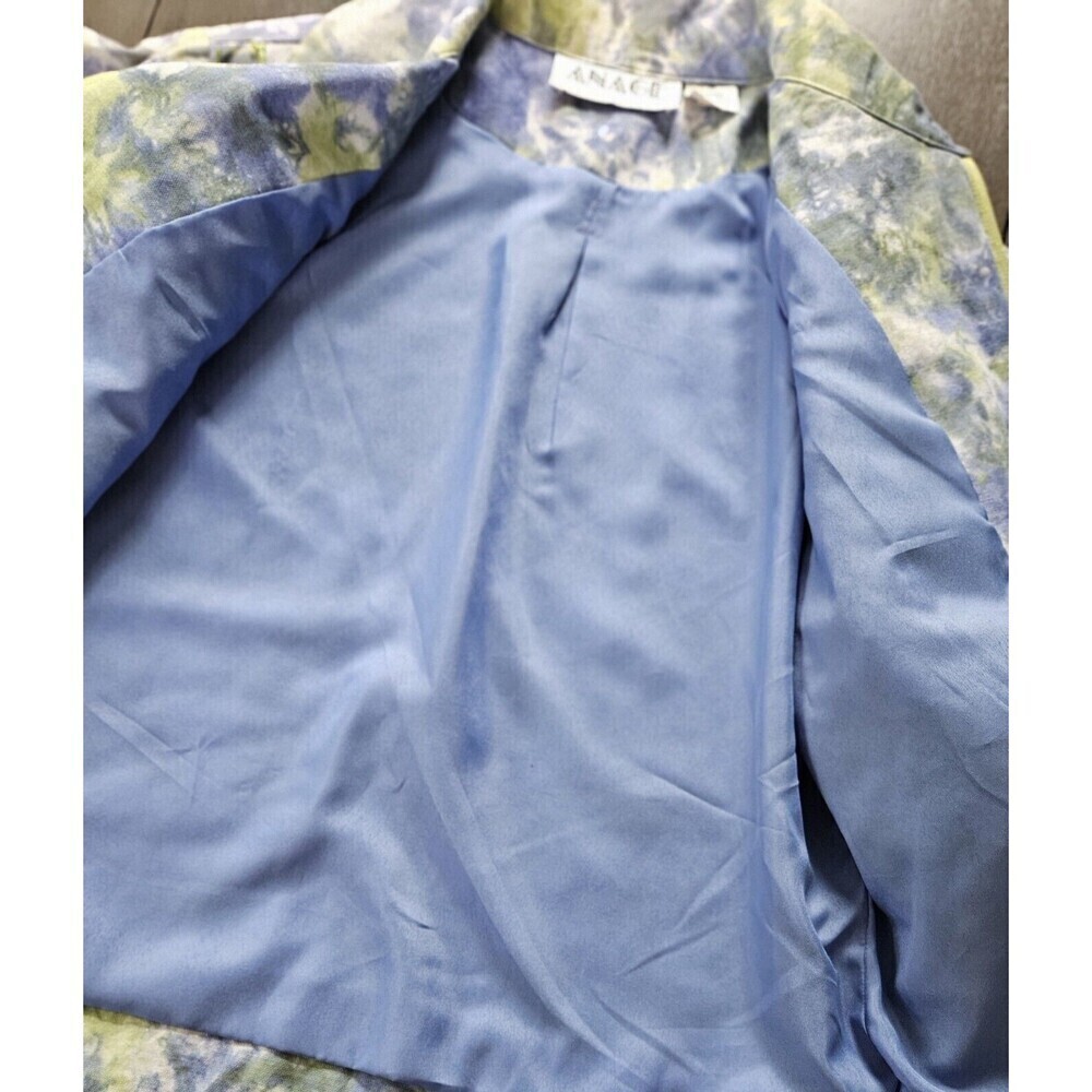 Vtg Anage Blazer Zip Jacket Size M Tie Dye Embroidered Art to Wear Blue Green - Picture 8 of 8